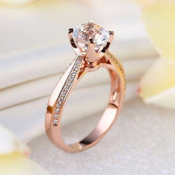 14K Rose Gold 1.2 Ct Topaz 0.2 Ct Natural Diamond Ring-Black Diamonds New York