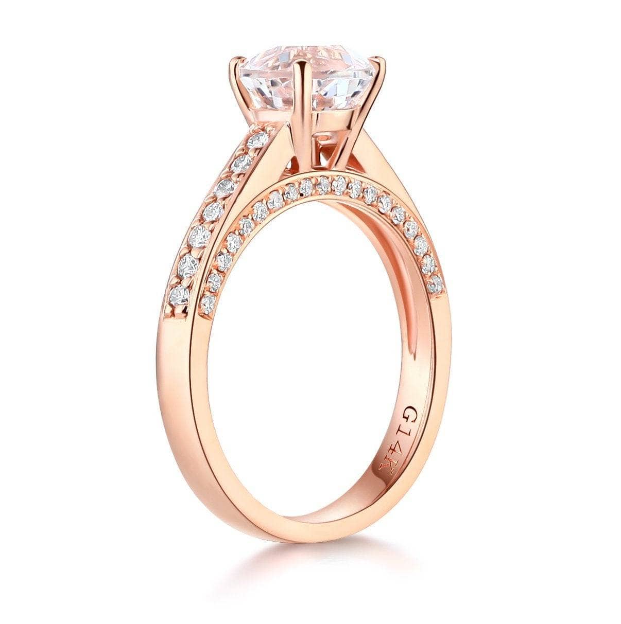 14K Rose Gold 1.2 Ct Topaz 0.42 Ct Natural Diamond Ring-Black Diamonds New York