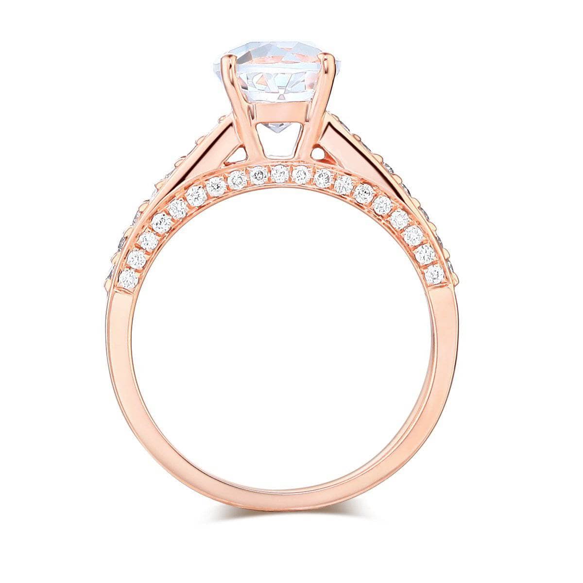 14K Rose Gold 1.2 Ct Topaz 0.42 Ct Natural Diamond Ring-Black Diamonds New York