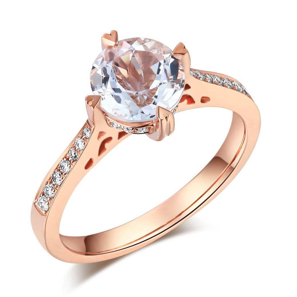 14K Rose Gold 1.2 Ct Topaz & Natural Diamond Engagement Ring-Black Diamonds New York