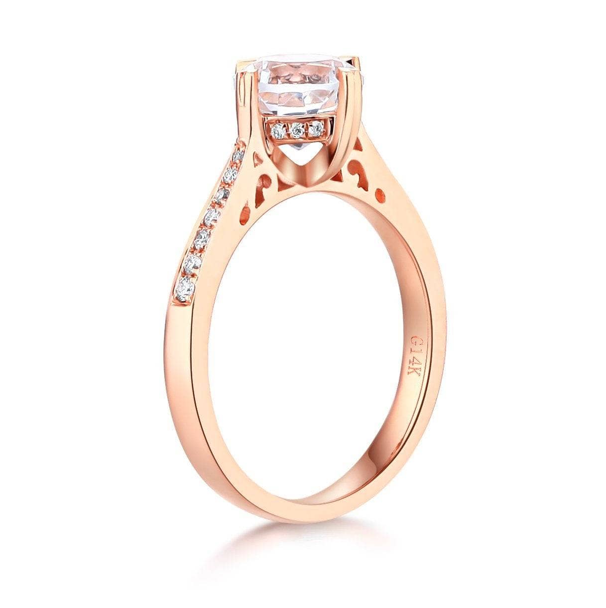 14K Rose Gold 1.2 Ct Topaz & Natural Diamond Engagement Ring-Black Diamonds New York