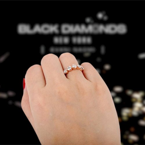 14k Rose Gold 1.5ctw Diamond Bubble Style Half Eternity Wedding Band-Black Diamonds New York