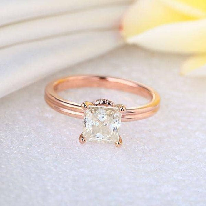 14K Rose Gold 1ct Princess Cut Diamond-Black Diamonds New York