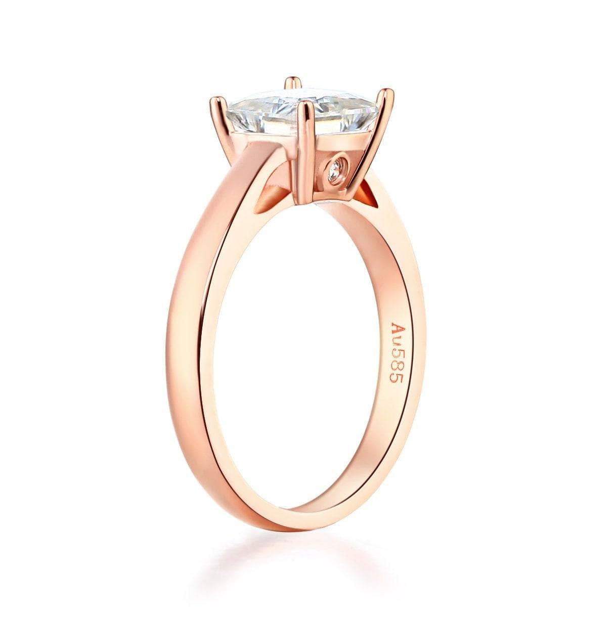 14K Rose Gold 1ct Princess Cut Diamond Ring-Black Diamonds New York