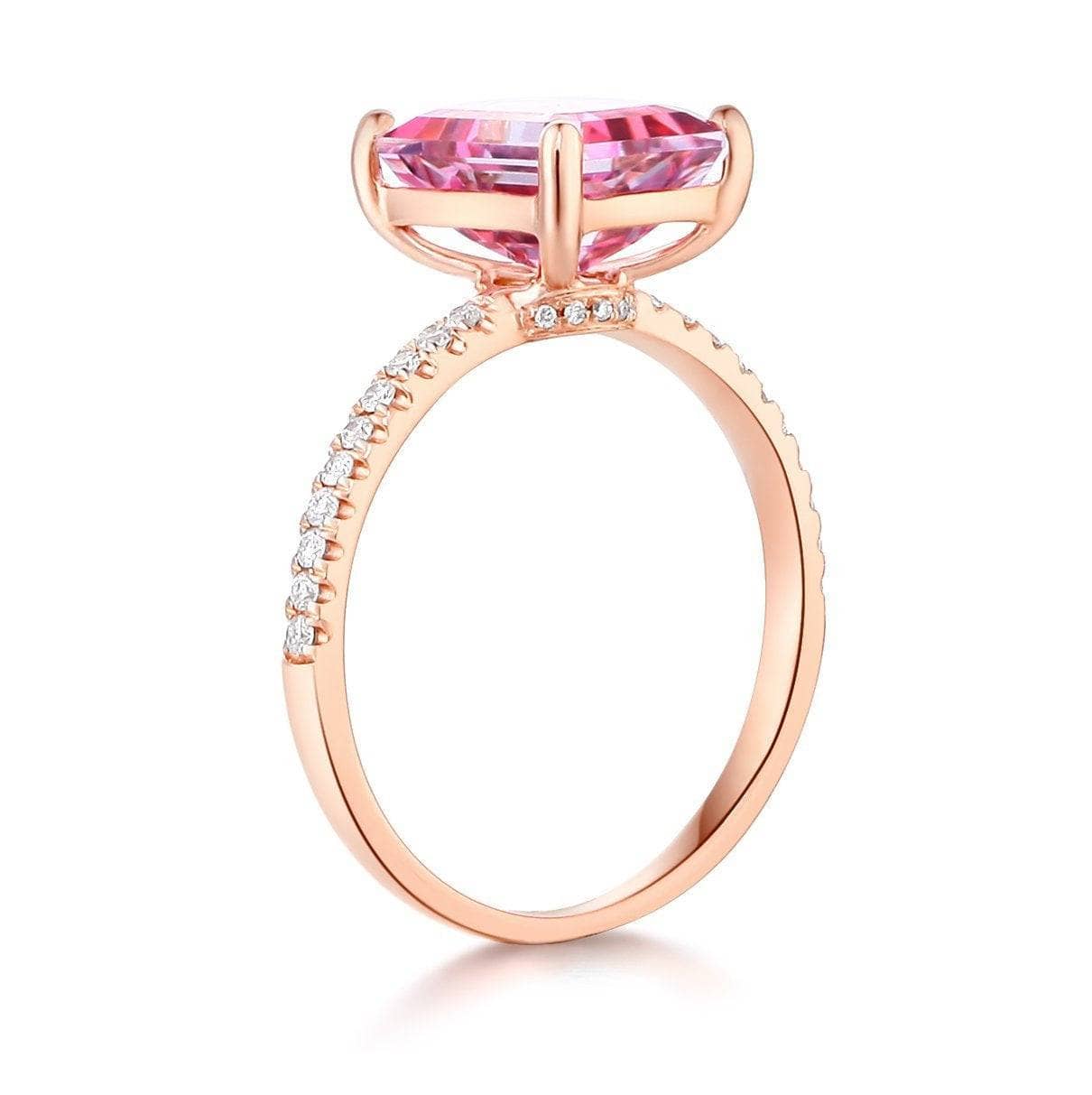 14K Rose Gold 2.8ct Pink Topaz 0.16ct Natural Diamond Ring-Black Diamonds New York