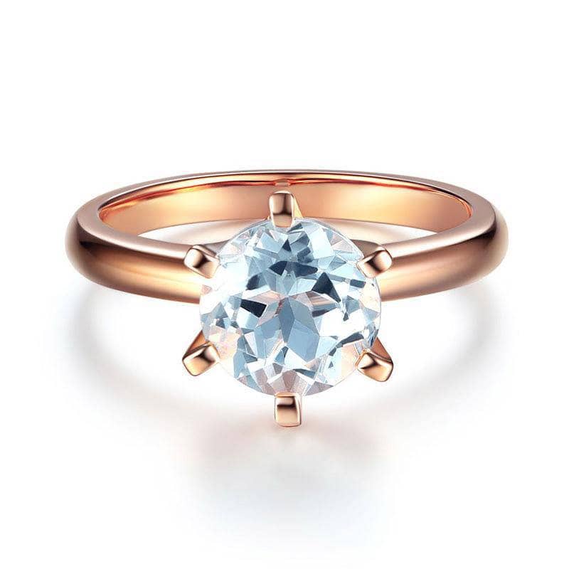 14K Rose Gold 2ct Topaz 6 Claws Solitaire Ring-Black Diamonds New York