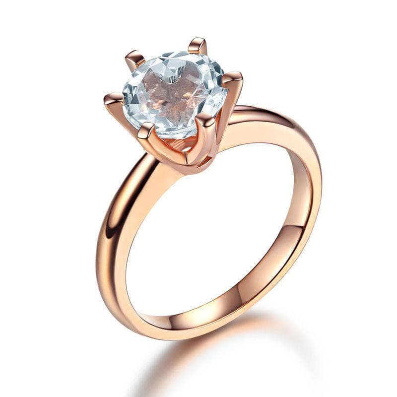 14K Rose Gold 2ct Topaz 6 Claws Solitaire Ring-Black Diamonds New York