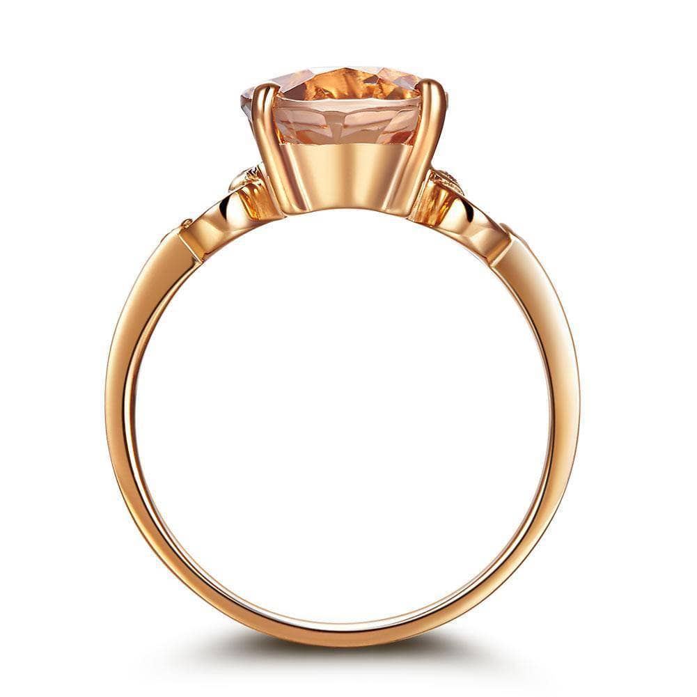 14K Rose Gold 3.5 Ct Oval Peach Morganite 0.09 Ct Natural Diamond Ring-Black Diamonds New York