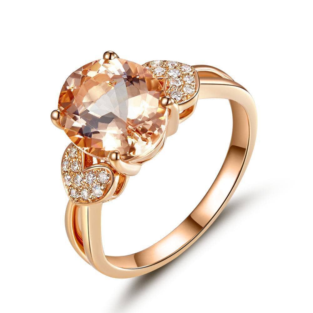 14K Rose Gold 3.5 Ct Oval Peach Morganite & Natural Diamond-Black Diamonds New York