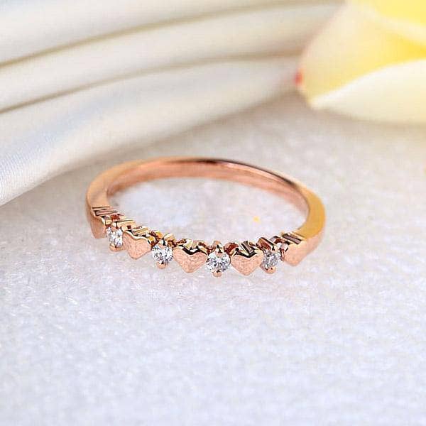 14K Rose Gold Bridal Heart Ring 0.11ct Natural Diamonds-Black Diamonds New York