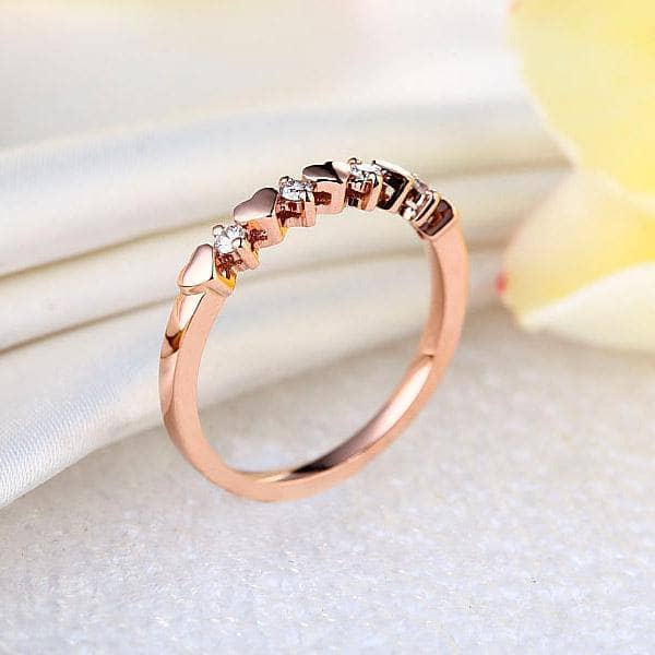 14K Rose Gold Bridal Heart Ring 0.11ct Natural Diamonds-Black Diamonds New York