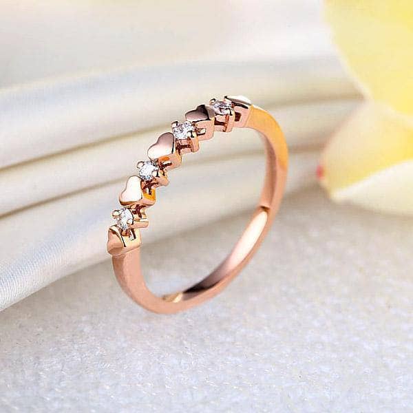 14K Rose Gold Bridal Heart Ring 0.11ct Natural Diamonds-Black Diamonds New York