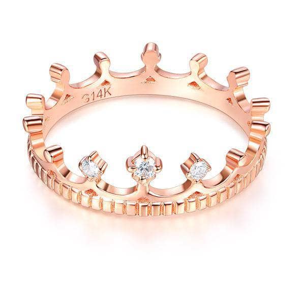 14K Rose Gold Crown Ring 0.04ct Natural Diamond-Black Diamonds New York