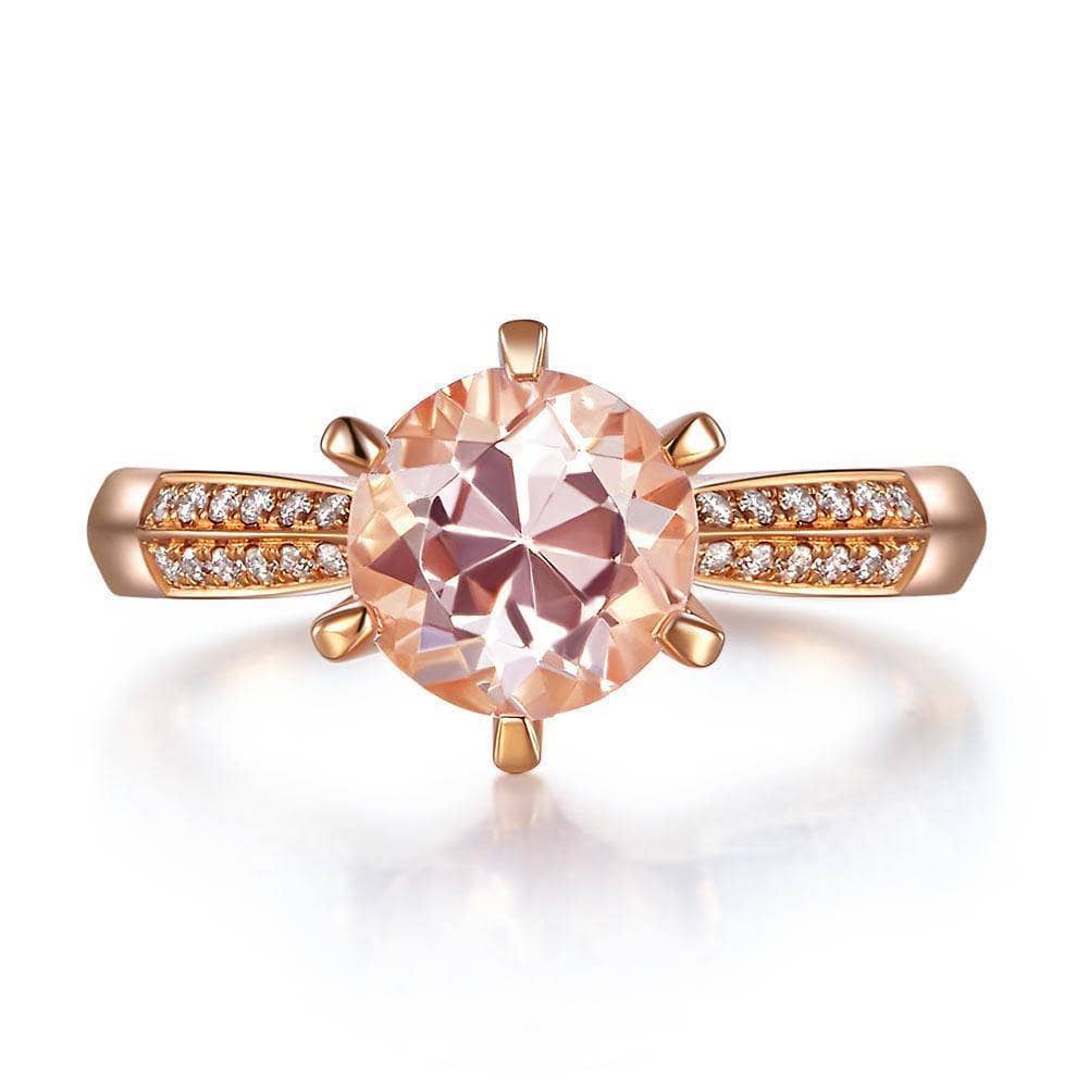 14K Rose Gold Engagement Peach Morganite Natural Diamond Ring-Black Diamonds New York