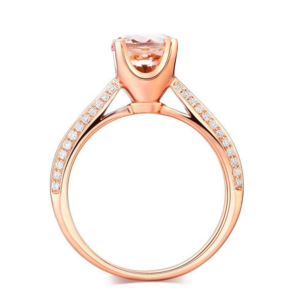 14K Rose Gold Engagement Ring 1.2ct Peach Morganite 0.2ct Natural Diamond-Black Diamonds New York