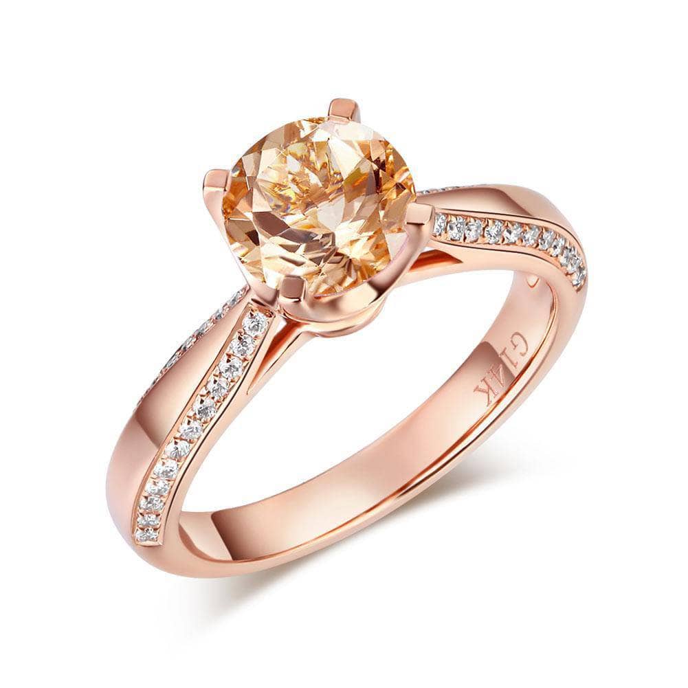 14K Rose Gold Engagement Ring 1.2ct Peach Morganite 0.2ct Natural Diamond-Black Diamonds New York