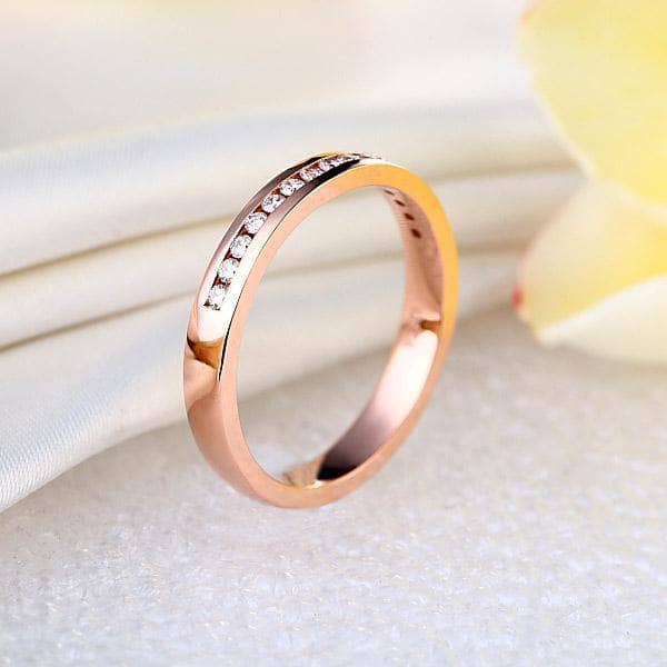 14K Rose Gold Half Eternity Ring 0.17ct Natural Diamonds-Black Diamonds New York