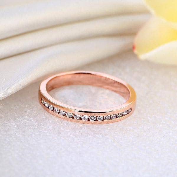 14K Rose Gold Half Eternity Ring 0.17ct Natural Diamonds-Black Diamonds New York