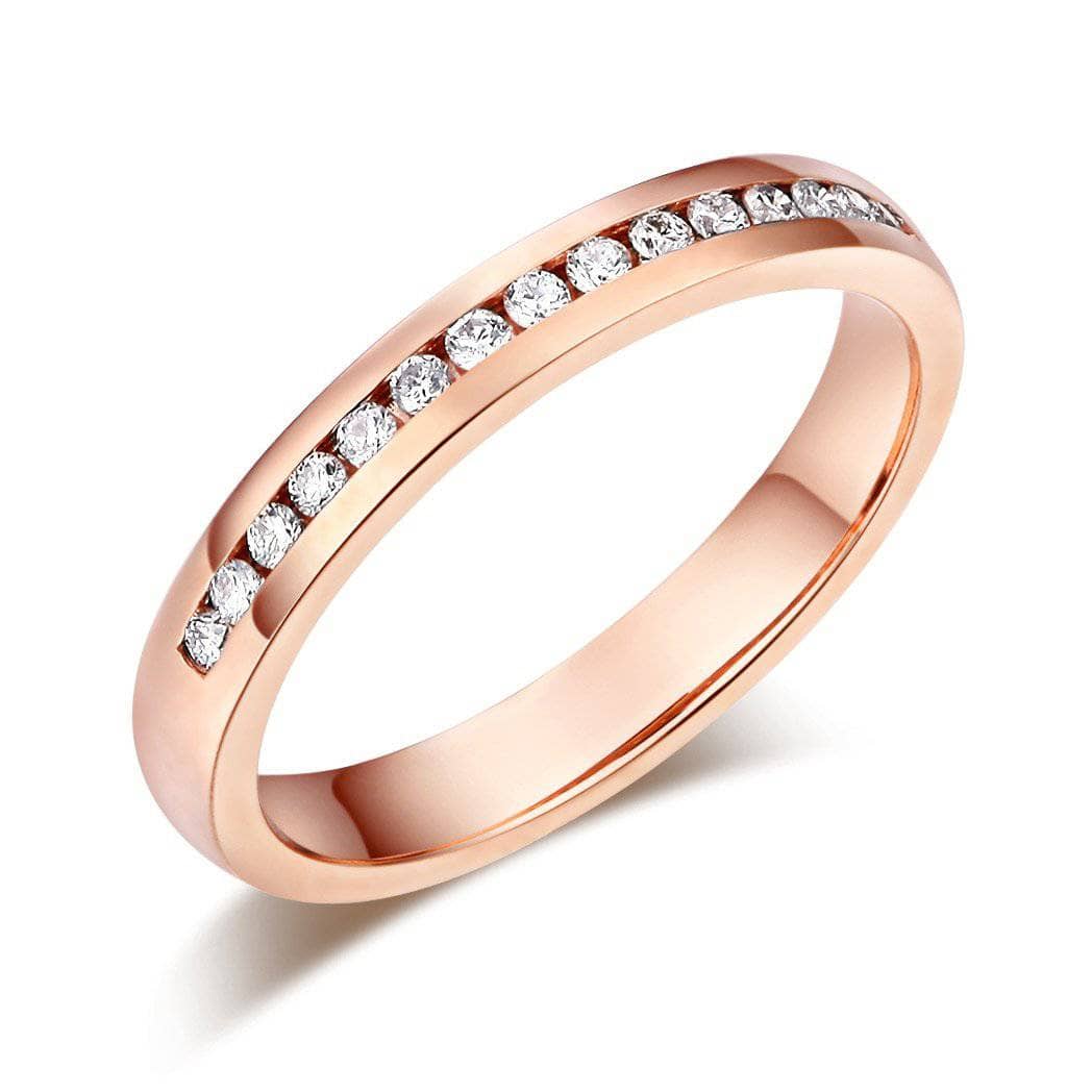 14K Rose Gold Half Eternity Ring 0.17ct Natural Diamonds-Black Diamonds New York