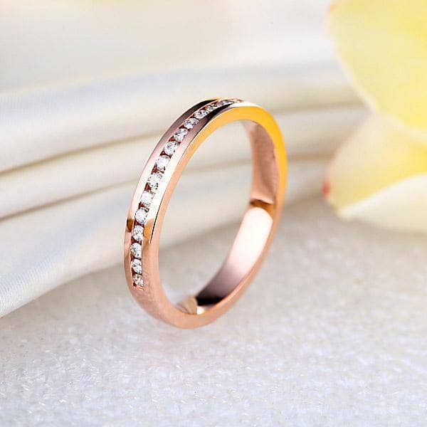 14K Rose Gold Half Eternity Ring 0.17ct Natural Diamonds-Black Diamonds New York