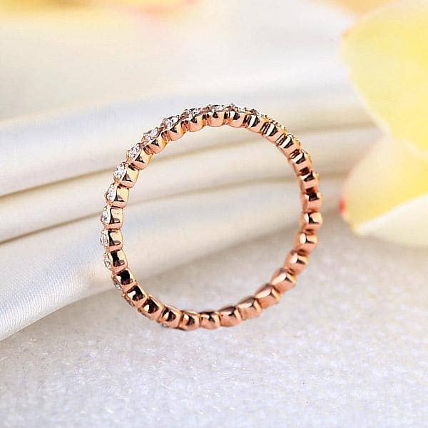 14K Rose Gold Heart Eternity Ring 0.33 Ct Natural Diamonds-Black Diamonds New York