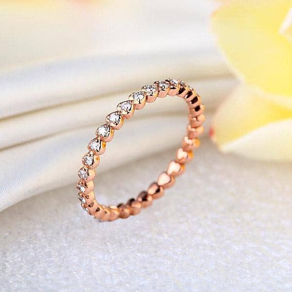 14K Rose Gold Heart Eternity Ring 0.33 Ct Natural Diamonds-Black Diamonds New York