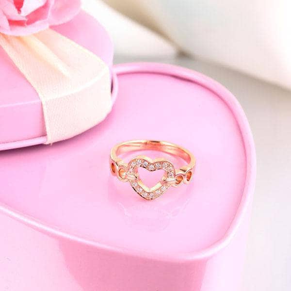 14K Rose Gold Heart Promise Ring 0.1ct Natural Diamond-Black Diamonds New York