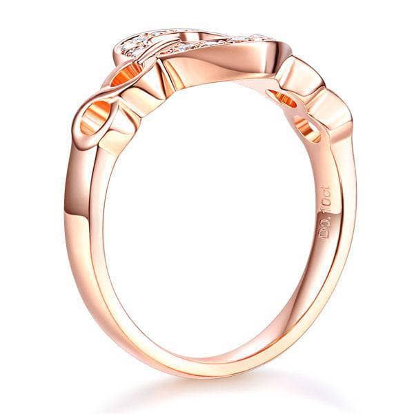 14K Rose Gold Heart Promise Ring 0.1ct Natural Diamond-Black Diamonds New York