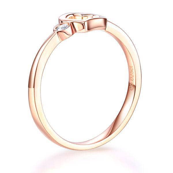 14K Rose Gold Heart Ring 0.02Ct Natural Diamond-Black Diamonds New York