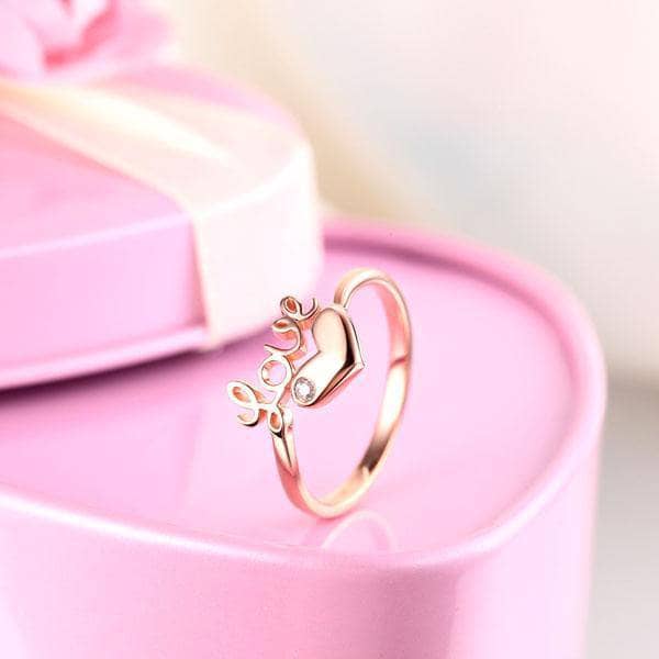 14K Rose Gold Love Heart Ring 0.01ct Natural Diamond-Black Diamonds New York