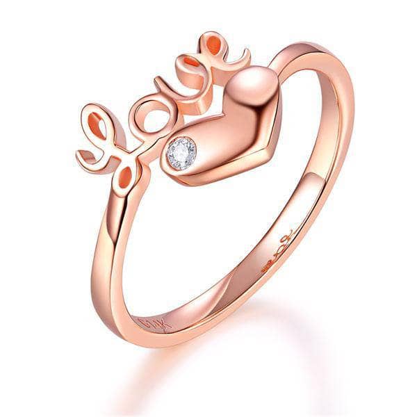 14K Rose Gold Love Heart Ring 0.01ct Natural Diamond-Black Diamonds New York