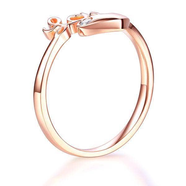 14K Rose Gold Love Heart Ring 0.01ct Natural Diamond-Black Diamonds New York