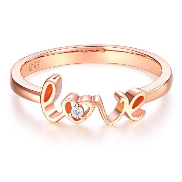 14K Rose Gold Love Ring 0.01ct Natural Diamond-Black Diamonds New York