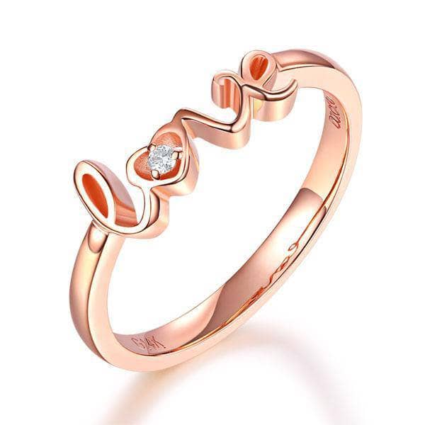 14K Rose Gold Love Ring 0.01ct Natural Diamond-Black Diamonds New York