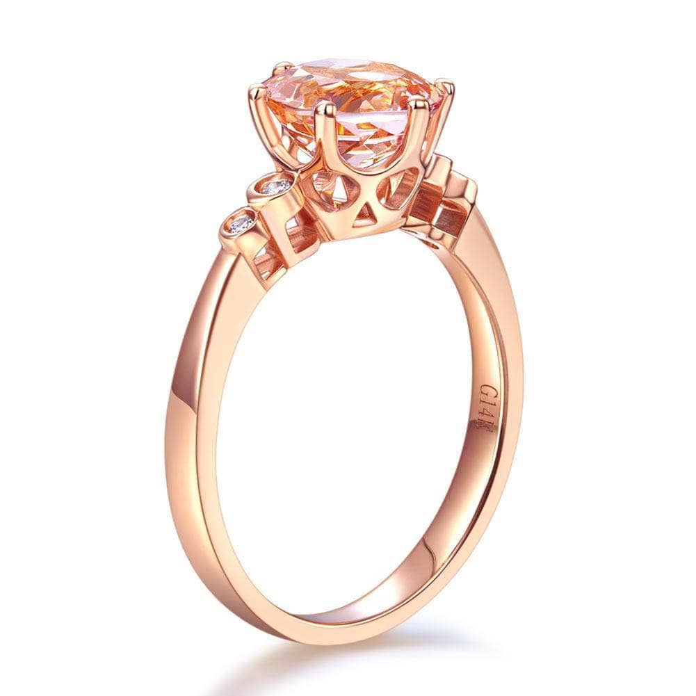 14K Rose Gold Peach Morganite 0.038ct Natural Diamond Ring-Black Diamonds New York