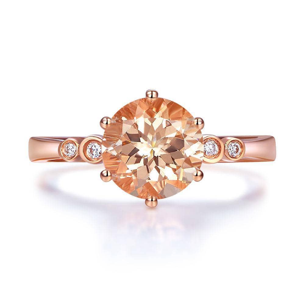 14K Rose Gold Peach Morganite 0.038ct Natural Diamond Ring-Black Diamonds New York