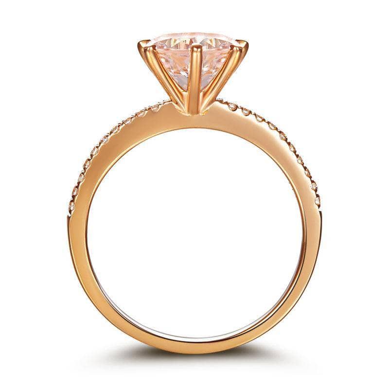 14K Rose Gold Peach Morganite Natural Diamond Engagement Ring-Black Diamonds New York