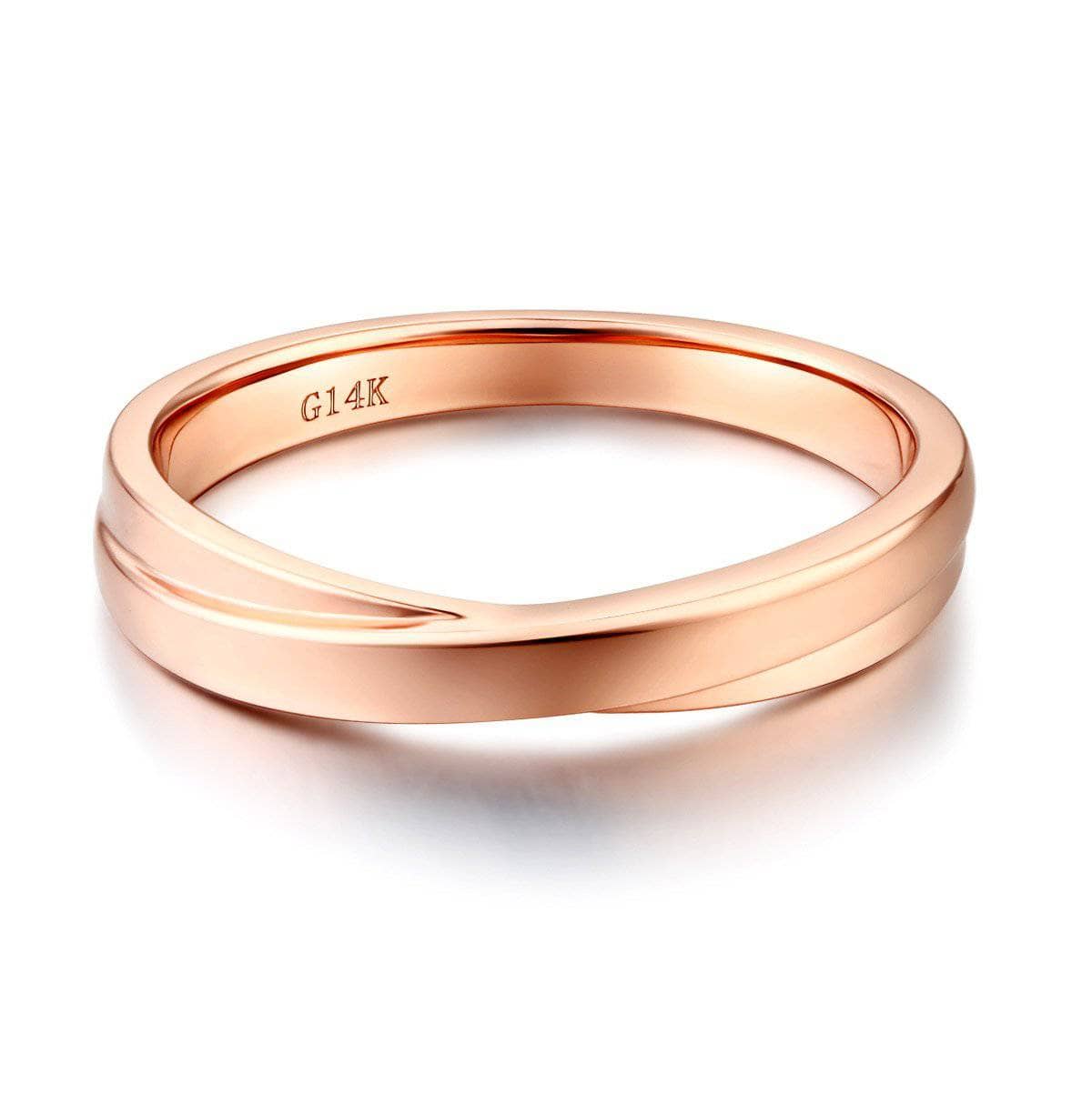 14K Rose Gold Wedding Band Ring-Black Diamonds New York