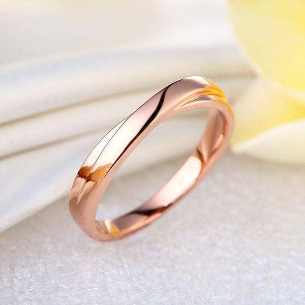 14K Rose Gold Wedding Band Ring-Black Diamonds New York