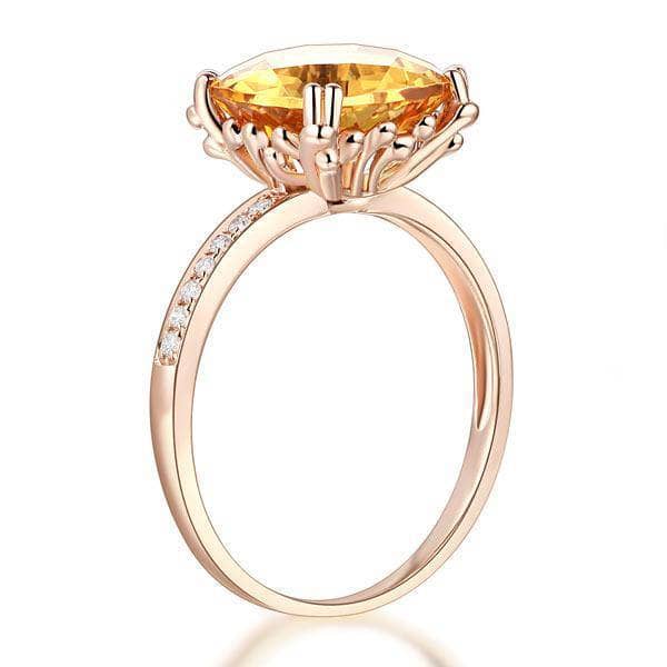 14K Rose Gold Yellow 3.6 Ct Cushion Citrine Natural Diamond-Black Diamonds New York