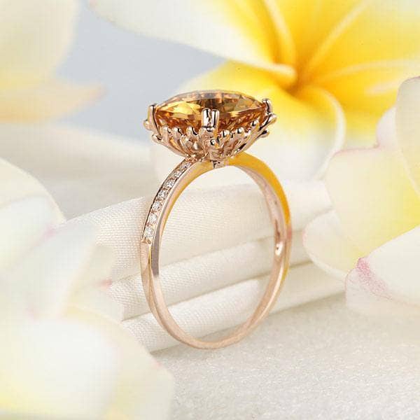 14K Rose Gold Yellow 3.6 Ct Cushion Citrine Natural Diamond-Black Diamonds New York