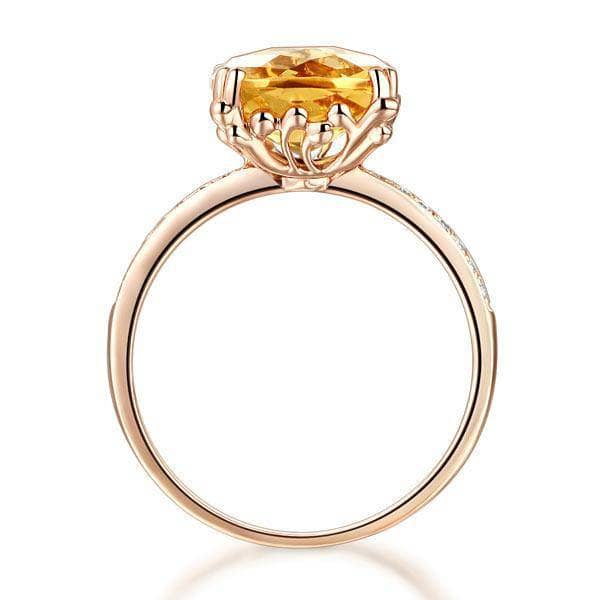 14K Rose Gold Yellow 3.6 Ct Cushion Citrine Natural Diamond-Black Diamonds New York