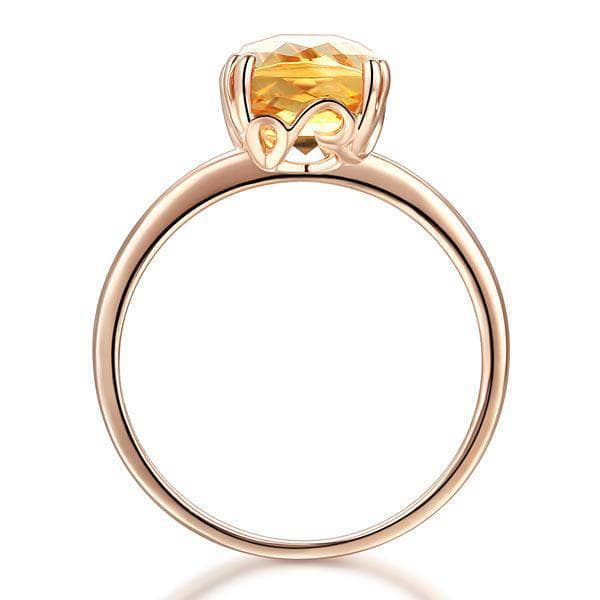 14K Rose Gold Yellow Citrine Engagement Ring-Black Diamonds New York