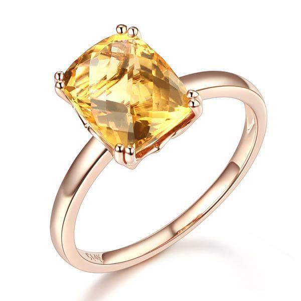 14K Rose Gold Yellow Citrine Engagement Ring-Black Diamonds New York