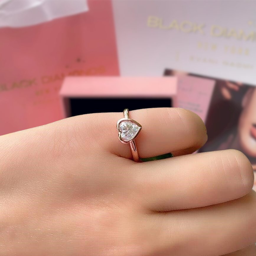 14K Solid Gold Diamond Heart Promise Ring 9.5 10K Rose Gold