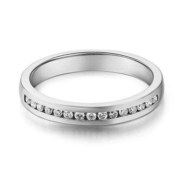 14K Solid White Gold Half Eternity Ring 0.17ct Natural Diamonds-Black Diamonds New York