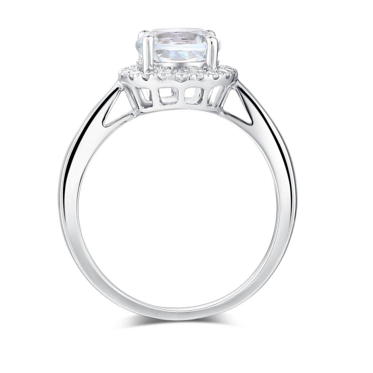 14K White Gold 1.2 Ct Topaz 0.16 Ct Natural Diamond Engagement Ring-Black Diamonds New York