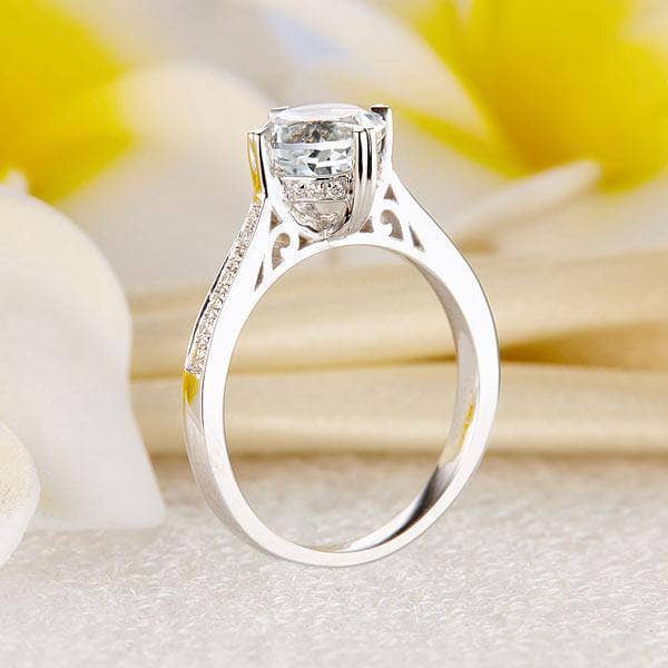 14K White Gold 1.2 Ct Topaz & Natural Diamond Ring-Black Diamonds New York