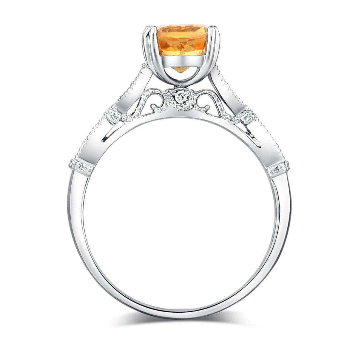 14K White Gold 1.2ct Citrine Natural Diamond Ring-Black Diamonds New York