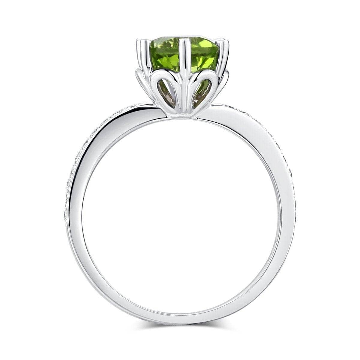 14K White Gold 1.4ct Peridot 0.14 Ct Natural Diamond Ring-Black Diamonds New York